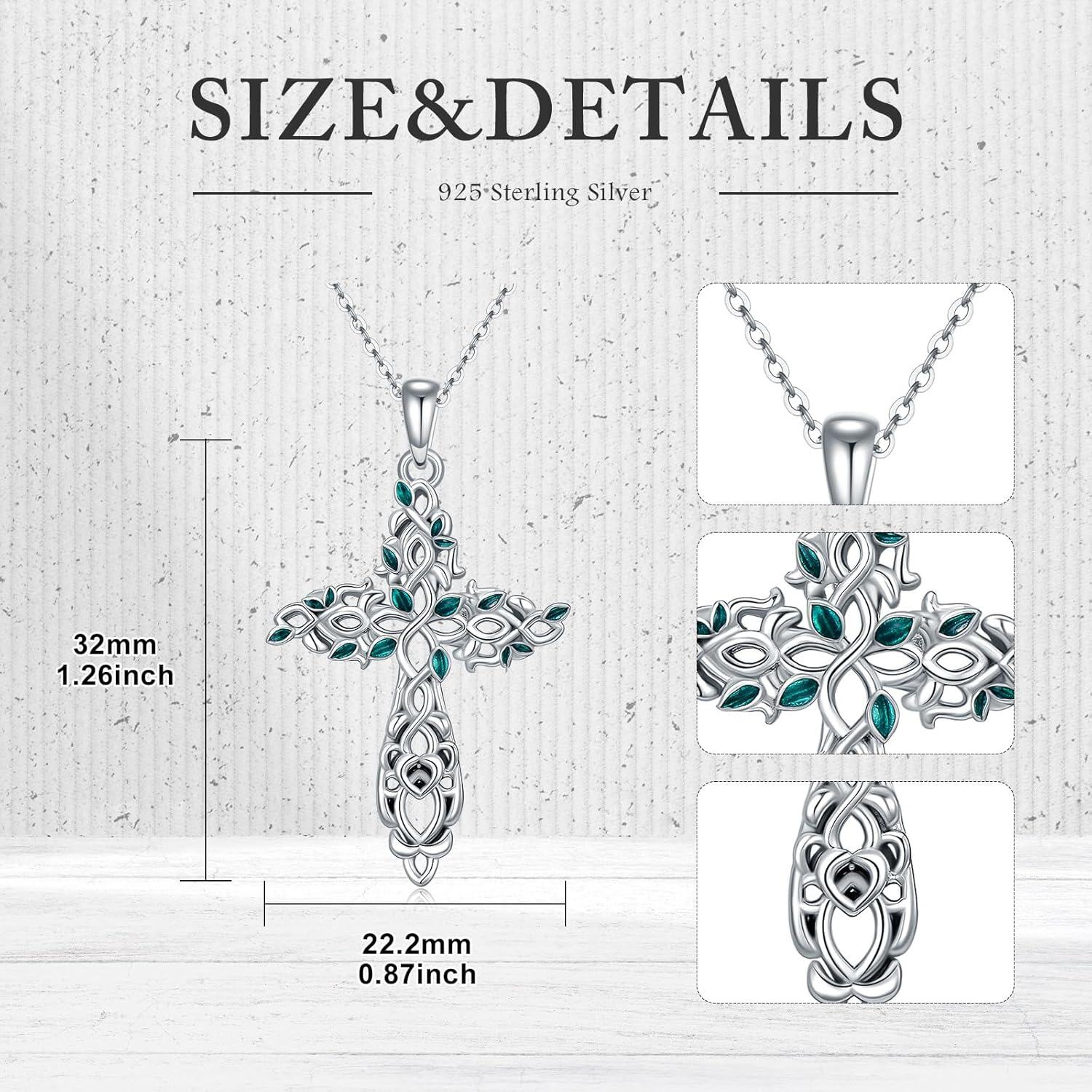 Sterling Silver Celtic Knot Cross Pendant Irish Viking Jewelry Gift for Men Women-0-5