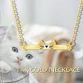 wholesale 14k Gold Cute Cat Bar Necklace With Paw Prints And Whiskers-0-2