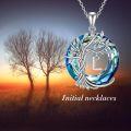 wholesale Sterling Silver Crystal Tree of Life Initial Necklace Mother s Day Gift - Rhodium Plated-0-9