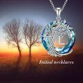 wholesale 925 Sterling Silver Blue Crystal Tree of Life Initial Necklace Family Letter Pendant Birthday Mother s Day Gifts for Her-0-9