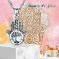 wholesale 925 Sterling Silver Tree of Life Hamsa Hand Pendant Norse Viking Amulet Necklace-0-4