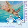 wholesale 925 Sterling Silver Sea Turtle Moonstone Stud Earrings Platinum Plated Animal Jewelry For Women-0-4