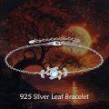 wholesale 925 Sterling Silver Moonstone Butterfly & Leaves Charm Bracelet for Women-0-1