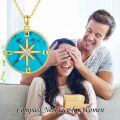 TOUPOP 14k Gold Plated Sterling Silver Jade Compass Necklace Travel Jewelry Gift-0-2