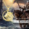 wholesale 925 Sterling Silver Gold Plated Horse Head Celtic Knot Circle Pendant Necklace-0-10