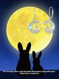 wholesale 925 Sterling Silver Heart Moonstone Bunny Leverback Drop Earrings for Women Girls Gifts Jewelry Accessories 4cm Long-0-5