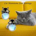 wholesale 925 Sterling Silver Moonstone Cat Stud Earrings - Valentine's Day Gift for Her-0-1