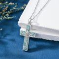 wholesale Sterling Silver Turquoise Cross Birth Flower Necklace 12 Month Pendant for Women Mom-0-12