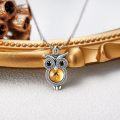 wholesale 925 Sterling Silver Owl Shape Citrine Stone Pendant Necklace for Women Gemstone Lovers Gifts-0-2
