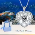 TOUPOP Sterling Silver Crystal Turtle Photo Locket Necklace Ocean Jewelry Gifts-0-4