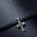 wholesale 925 Sterling Silver Saint Anthony Cross Pendant Necklace Oxidized Vintage Religious Jewelry-0-3