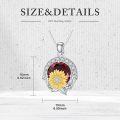 wholesale Metal Stone Sunflower Birthstone Necklace Pendant Gift for Women-0-5