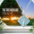 wholesale 925 Sterling Silver Square Turquoise Tree of Life Pendant Necklace for Women-0-3