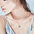 wholesale 925 Sterling Silver Blue Crystal Celtic Triquetra Knot Pendant Necklace-0-1