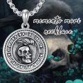 wholesale 925 Sterling Silver Round Pendant with Raven and Hourglass Design - Memento Mori Necklace for Men Women Gifts-0-5