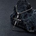 wholesale 925 Sterling Silver Gothic Black Plated Sword & Nails Cross Necklace w/Chain 24inches-0-2