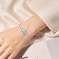 wholesale 925 Silver Sea Turtle Wave Blue Opal Platinum Plated Double Layer Chain Bracelet-0-1