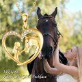 wholesale 14K Gold Heart Horse and Girl Charm Necklace for Women Mom Lover Gift-0-4