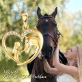 wholesale 14k Gold Girl And Horse Heart Pendant Necklace-0-4