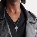 wholesale 925 Sterling Silver  Celtic Knot Cross Necklace Pendant with Chain for Men Women  (Silver)-0-3