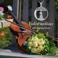 wholesale Sterling Silver Violin Necklace with Cubic Zirconia – Elegant Music Jewelry for Women, 18 Adjustable Chain, Hypoallergenic Gift for Violin Lovers-0-2