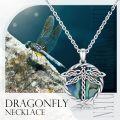 wholesale 925 Sterling Silver Round Abalone Shell Celtic Knot Dragonfly Pendant Necklace-0-5