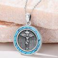 wholesale 925 Sterling Silver Turquoise Crucifix Pendant Necklace for Men & Women Christian Jewelry-0-1