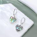 wholesale 925 Sterling Silver Tree of Life Abalone Shell Heart Drop Dangle Lever Back Earrings Gift for Her-0-2