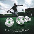 wholesale 925 Sterling Silver Soccer Ball Stud Earrings with Green Stones - Sports s for Women and Men-0-5
