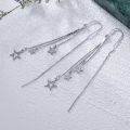 wholesale 925 Sterling Silver CZ Threader Earrings w/Star & Butterfly Charm Drops-0-3