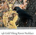 wholesale 14K Gold Raven Moon Pendant Necklace -  Gold Minimalist s for Her Valentines Day Mother's Day-0-4