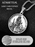 wholesale 925 Sterling Silver St Christopher Protectus Pendant Necklace for Men with 3+2 Extender Chain-0-3