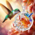 wholesale 925 Sterling Silver Hummingbird Letter F Pendant Necklaces for Women Girls Alphabet Initial s Blue Yellow Purple Orange Flowers Chain 30 Length-0-5