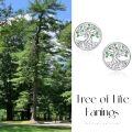 wholesale 925 Sterling Silver Tree Of Life Green Enamel White Gold Plated Cz Stud Earrings-0-5