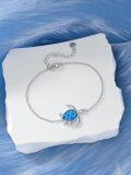 wholesale 925 Sterling Silver Blue Opal Sea Turtle Bracelet for Women-0-1