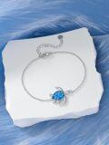 wholesale 925 Sterling Silver Blue Opal Sea Turtle Bracelet for Women-0-1