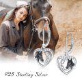 wholesale 925 Sterling Silver Horse Head in Heart Shape Dangle Earrings for Women-0-2