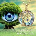 wholesale Sterling Silver Crystal Evil Eye Tree of Life Pendant Necklace - Gold Plated-0-2