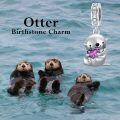 wholesale 925 Sterling Silver Amethyst Otter Charm Bead for Bracelet - 11.2x15mm, Zircon Accents, Hypoallergenic, Gift for Women-0-1