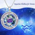wholesale TOUPOP Valentine's Day Gifts For Her Zodiac Necklace For Women Sterling Silver Constellation Pendant With Circle Crystal Horoscope Sign Astrology Birthstone Birthday Jewelry Gifts For Women Her Mom -0-2