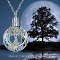 wholesale 925 Sterling Silver White Gold Plated Tree Of Life Blue Crystal Cremation Urn Pendant Necklace-0-5