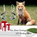 wholesale 925 Sterling Silver Fox Crescent Moon Black Crystal Drop Earrings-0-4