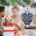 wholesale 925 Sterling Silver Legend of Zelda Triforce Shield Pendant Necklace with Abalone Shell Inlay-0-4
