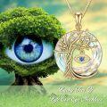 wholesale Sterling Silver Crystal Evil Eye Tree of Life Pendant Necklace - Gold Plated-0-14