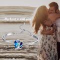 wholesale 925 Sterling Silver Blue Heart Bracelet With Chain Clasp And Crystal Accents-0-4