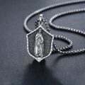 wholesale 925 Sterling Silver Saint Benedict Shield Pendant Necklace For Men Protection-0-1