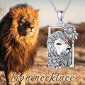 wholesale 925 Sterling Silver Sunflower Pendant Necklace with Lion Head Design for Women Girls  48cm Chain Length-0-1