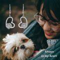 wholesale 925 Sterling Silver Heart-Shaped Paw Print Dangle Earrings for Women Cute Animal s for Birthday Christmas-0-2