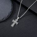 wholesale 925 Sterling Silver Mens Cross Necklace w/ 3 Nail Anchor Skull Pendant-0-3