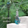 wholesale 925 Sterling Silver Turquoise Dragonfly Cremation Pendant Keepsake Urn Necklace for Ashes Memory Jewelry-0-5
